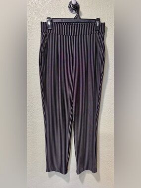 Hilary Radley Black Trousers with White Pinstripes S